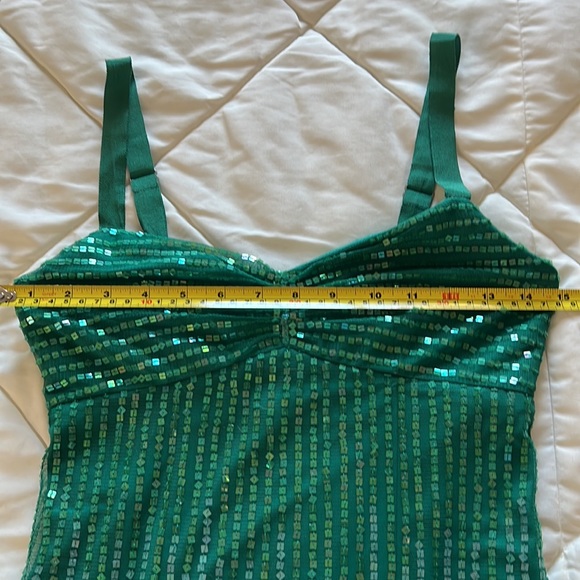Vintage Emerald Green Retro Sequin Cocktail MIDI Dress Size 0 - Picture 5 of 14